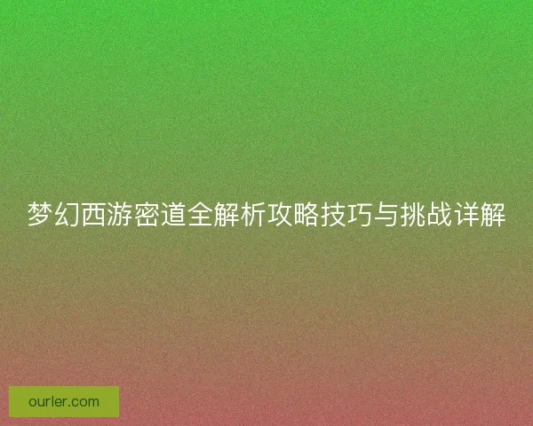 梦幻西游密道全解析攻略技巧与挑战详解